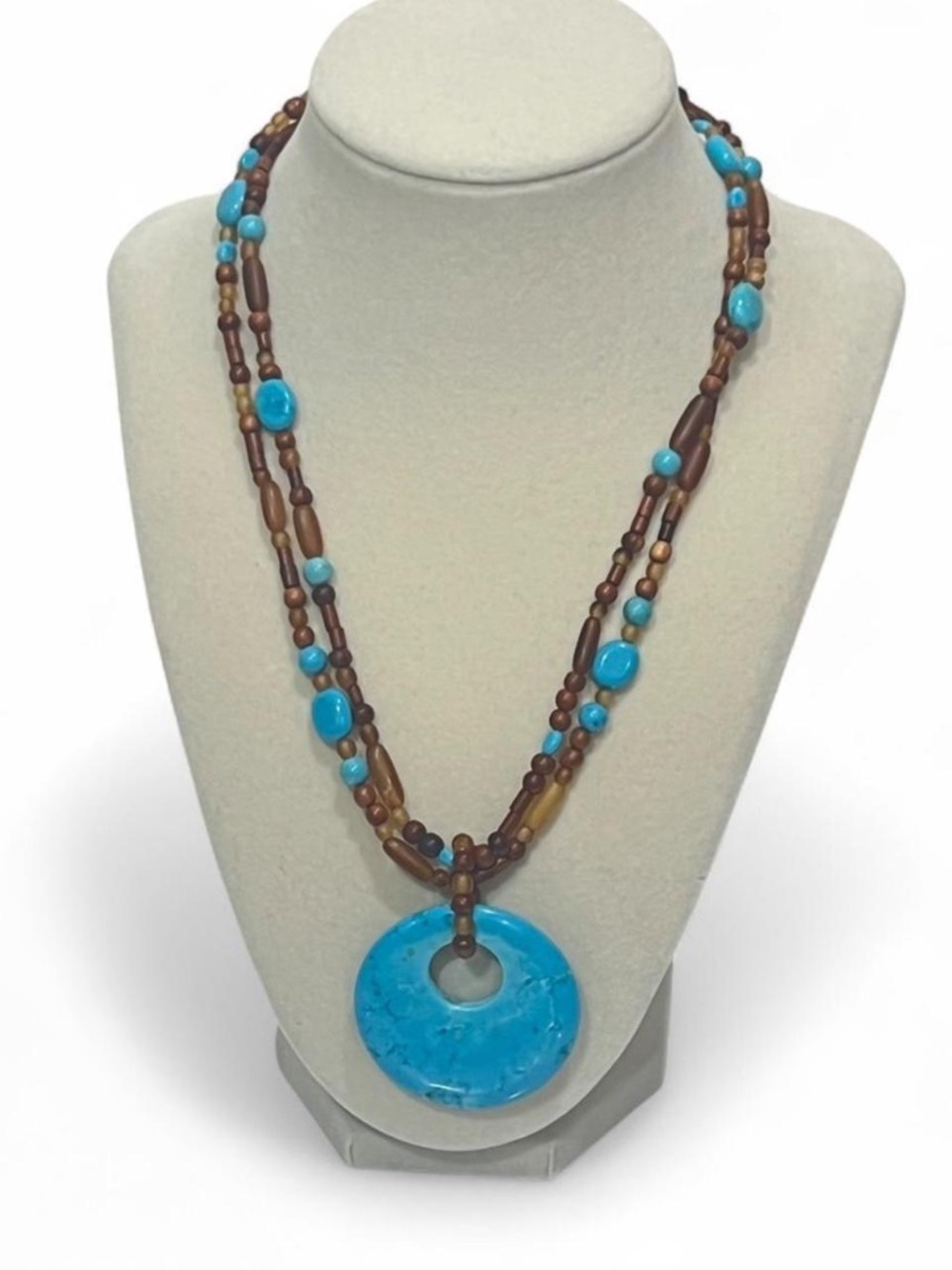 Summer Double Strand Beaded Necklace with Pendant